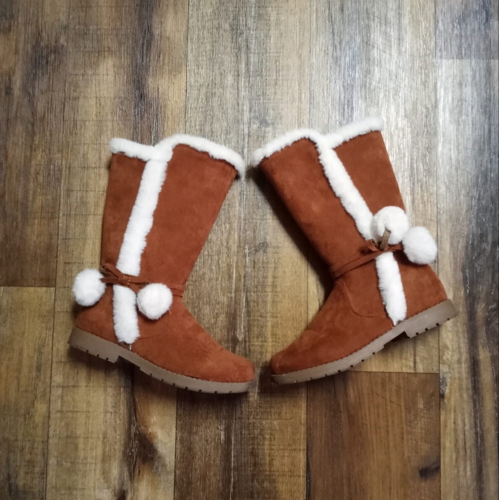 Girls Sz 3 Krazy Kids Suede & Fur Boots